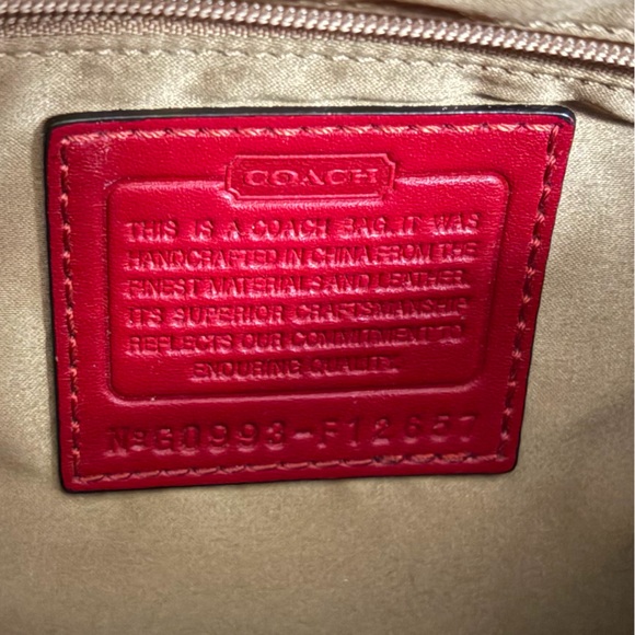 Coach Zoe Hobo Red and Tan/Brown Signature Shoulder Bag - very clean! - Picture 9 of 10